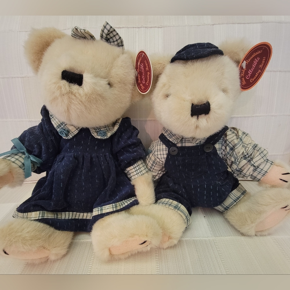 Blue Ridge Mountains Collectible Country Bears Girl & Boy Teddy Bears 14" New